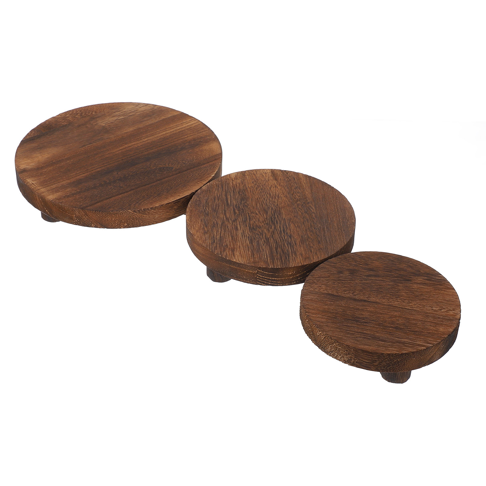 Display Risers Set - 3-delige set plantenstandaards van massief hout,