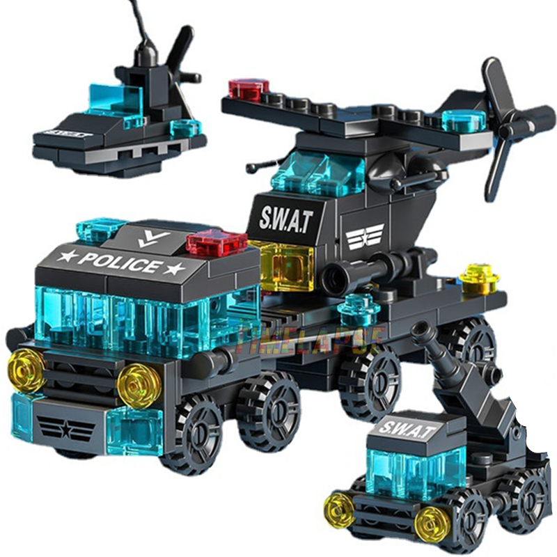 Lego Set Creator - 6in1 NIEUW Speciale Politie Sleepwagens Vliegtuigen